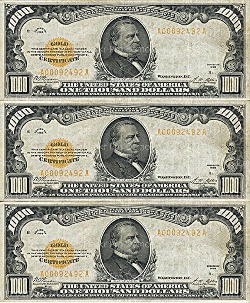 1000 Dollar Bills Birthday Edible Image Icing Cake Topper for Quarter Sheet Cake, by Tnct.