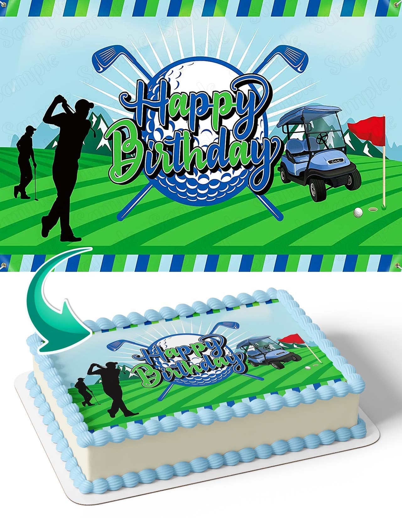 Golf Player Game Edible Image Cake Topper Personalized Birthday Sheet Decal Banner 1/4 Sheet