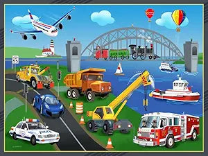 Construction Equiptment Fire Truck Police Birthday Edible Image Cake Topper For Quarter Sheet Cake By TNCT