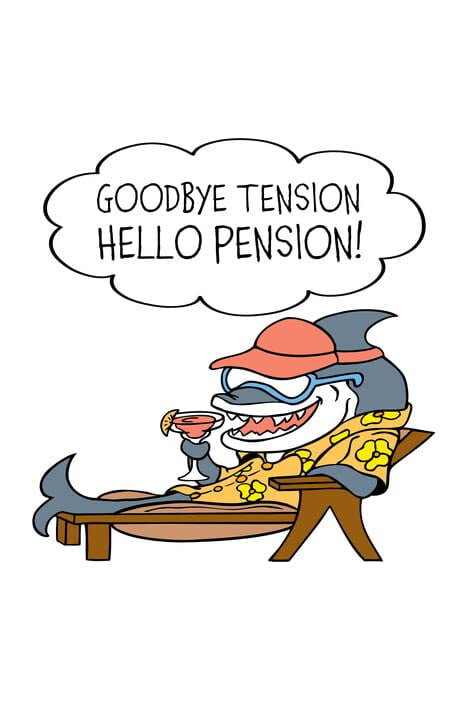 7.5" Round Pre-Cut Goodbye Tension Hello Pension Retirement Edible Image Cake Topper By TNCT