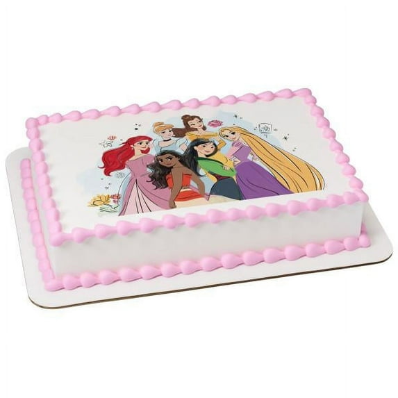 Princess Together Birthday Edible Image Cake Topper For Half Sheet Cake By TNCT