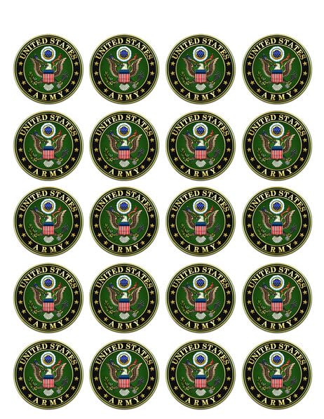 1.875" Pre-Cut Round United States Army Logo Edible Images!