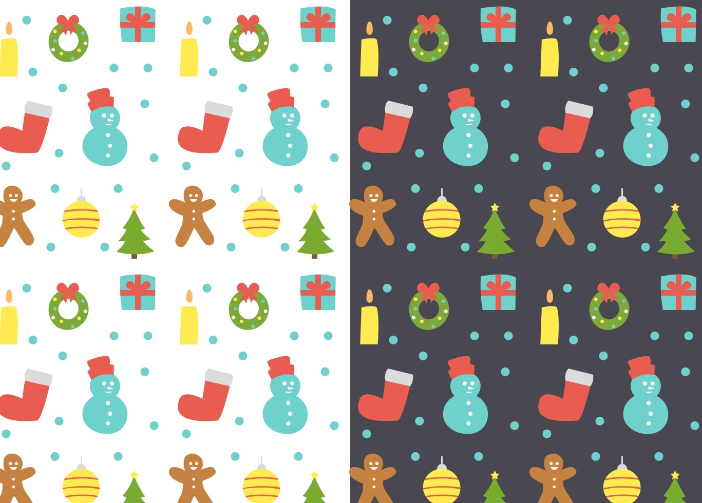 Holiday Christmas Stocking, Tree, Ornament, Presents, Snowman Pattern Edible Image Photo Cake Topper For Quarter Sheet Cake