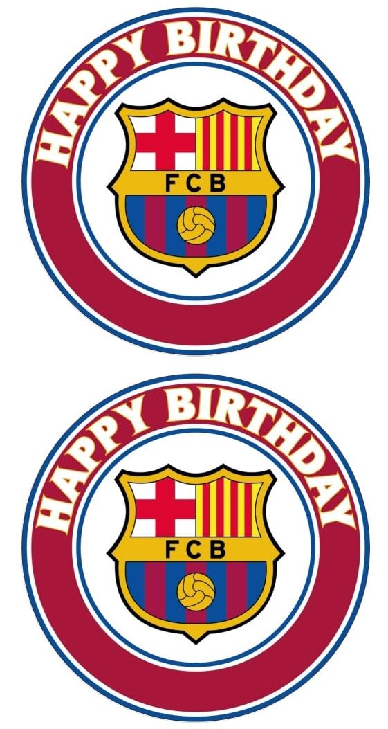 5" Round Pre-Cut Barcelona Happy Birthday Design Edible Image Photo Cake/Cookie Topper - (2 On One Sheet As Shown) By TNCT