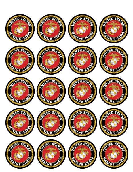 1.875" Pre-Cut Round United States Marine Corps Logo Edible Images!