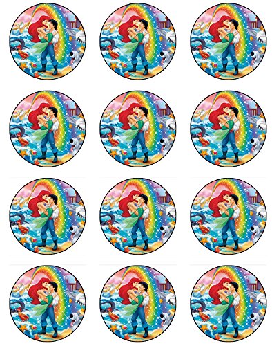 My Smart Choice 12 Edible Little Mermaid Cupcake toppers - Ariel cake decorations for cupcakes or muffins, Multi