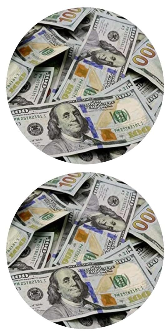 5" Round Pre-Cut Fun Money 100 Dollar Bill Design Edible Image Cake Topper - (2 On One Sheet As Shown) By TNCT