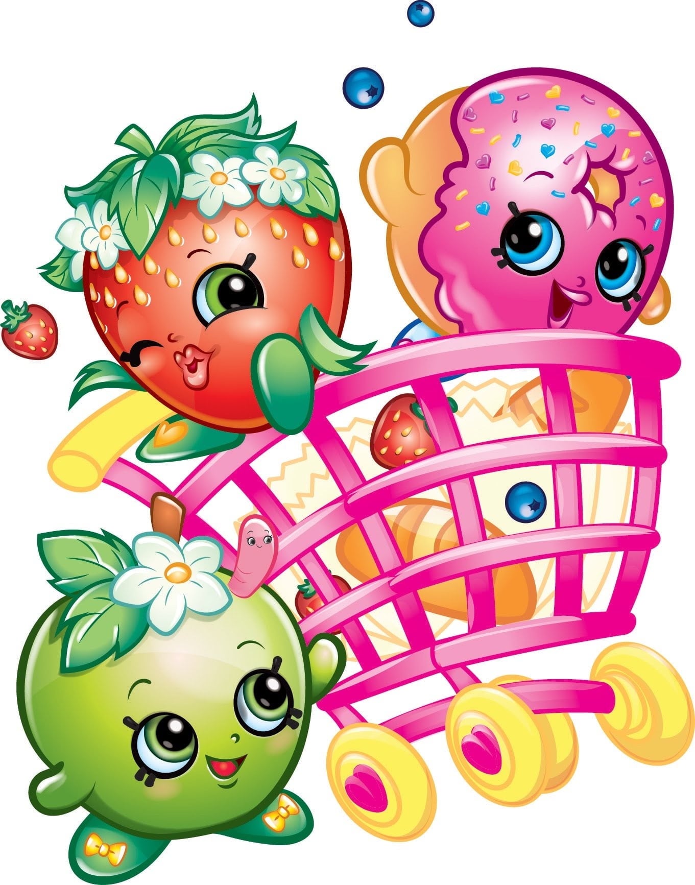 Shopkins Characters in a Basket Cake Topper Edible Frosting Image 1/4 Sheet