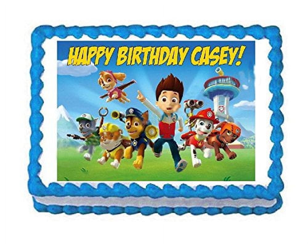 PAW Patrol Ryder Chase Zuma Skye Marshall Rocky Rubble Edible Cake Topper Image ABPID04573