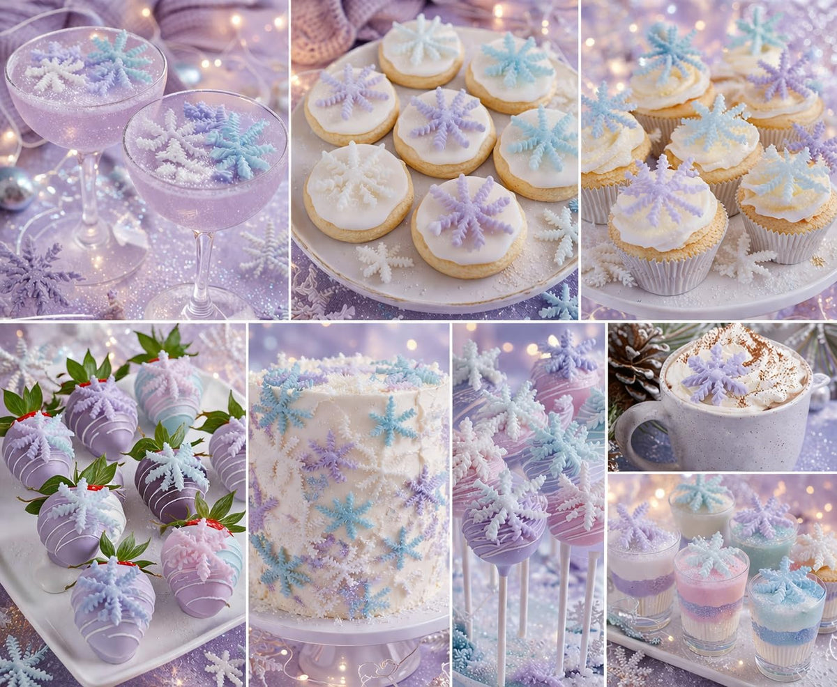 Party Poppin Cake Toppin' Adorable Edible Frozen Mini Snowflakes For Cakes, Cookies, Drink Rims, Hot Chocolate, Cupcakes & More!