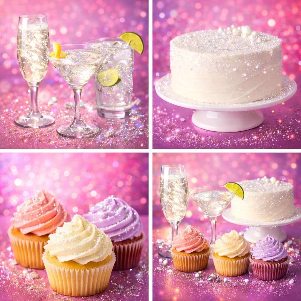 Party Poppin Cake Toppin Really Edible Glitter™ – Food Grade Edible Glitter for Cakes, Cupcakes & Drinks – FDA Compliant, Kosher Certified, Vegan – Crystal Clear – 5 Gram Pot With Tear Drop Lid