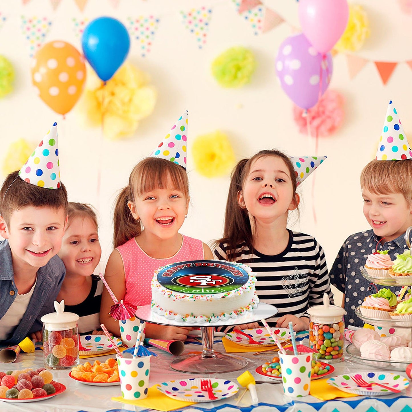 7.5x Inch Edible Cake Toppers – 49ers Themed Birthday Party Collection of Edible Cake Decorations