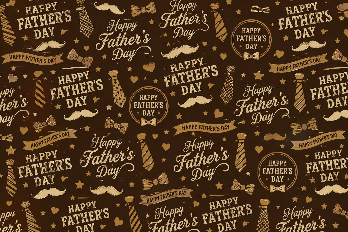Brown & Tan Happy Fathers Day Pattern with Bow Tie, Necktie & Mustache Edible Image Photo Cake Border Strips 3 Pre Cut Strips Per Sheet 2.6″ x 10.5"