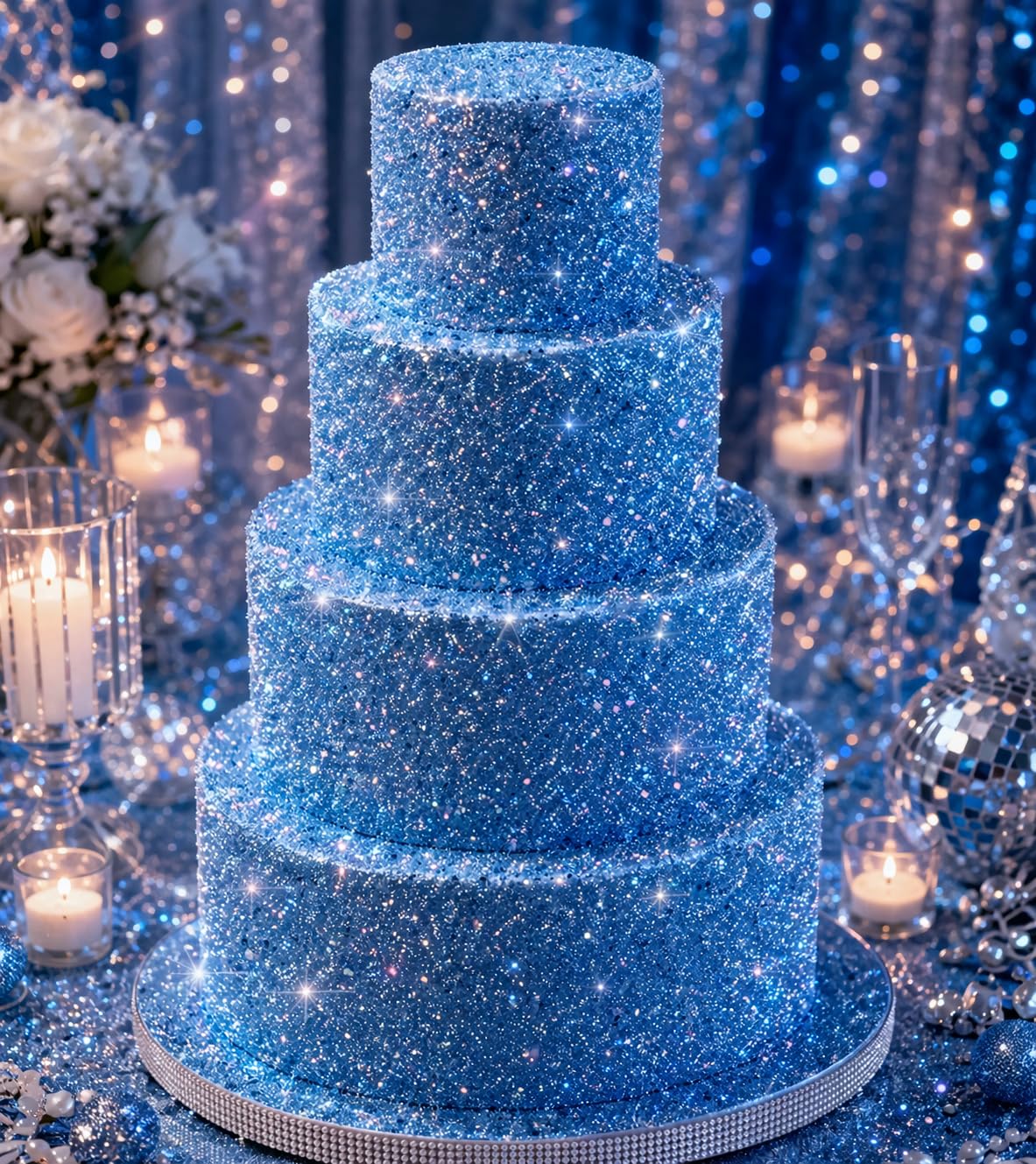 Party Poppin Cake Toppin Crystal Clear, Sparkly & Bright Edible Glitter – Food Grade Edible Glitter for Cakes, Cupcakes & Drinks – Blue – 5 Gram Pot with Tear Drop Lid