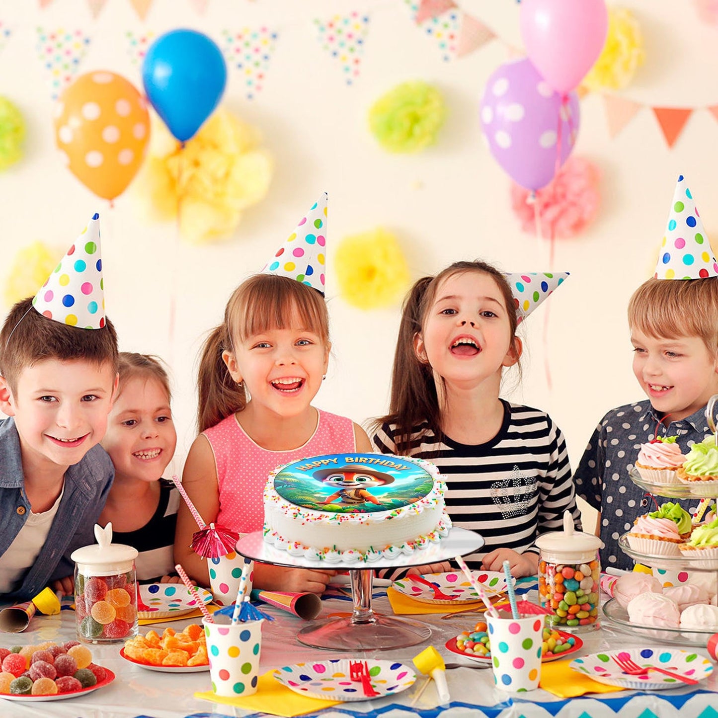 7.5x Inch Edible Cake Toppers – Cute Animals Themed Birthday Party Collection of Edible Cake Decorations