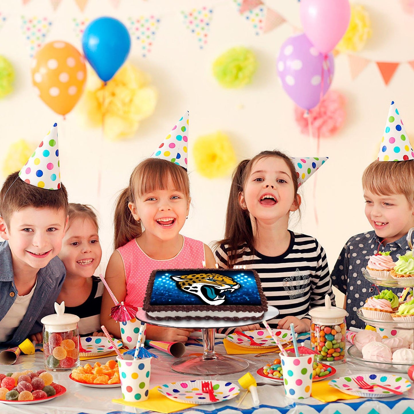 8.3 x 11.7 Inch Edible Square Cake Toppers –Jaguars Themed Birthday Party Collection of Edible Cake Decorations