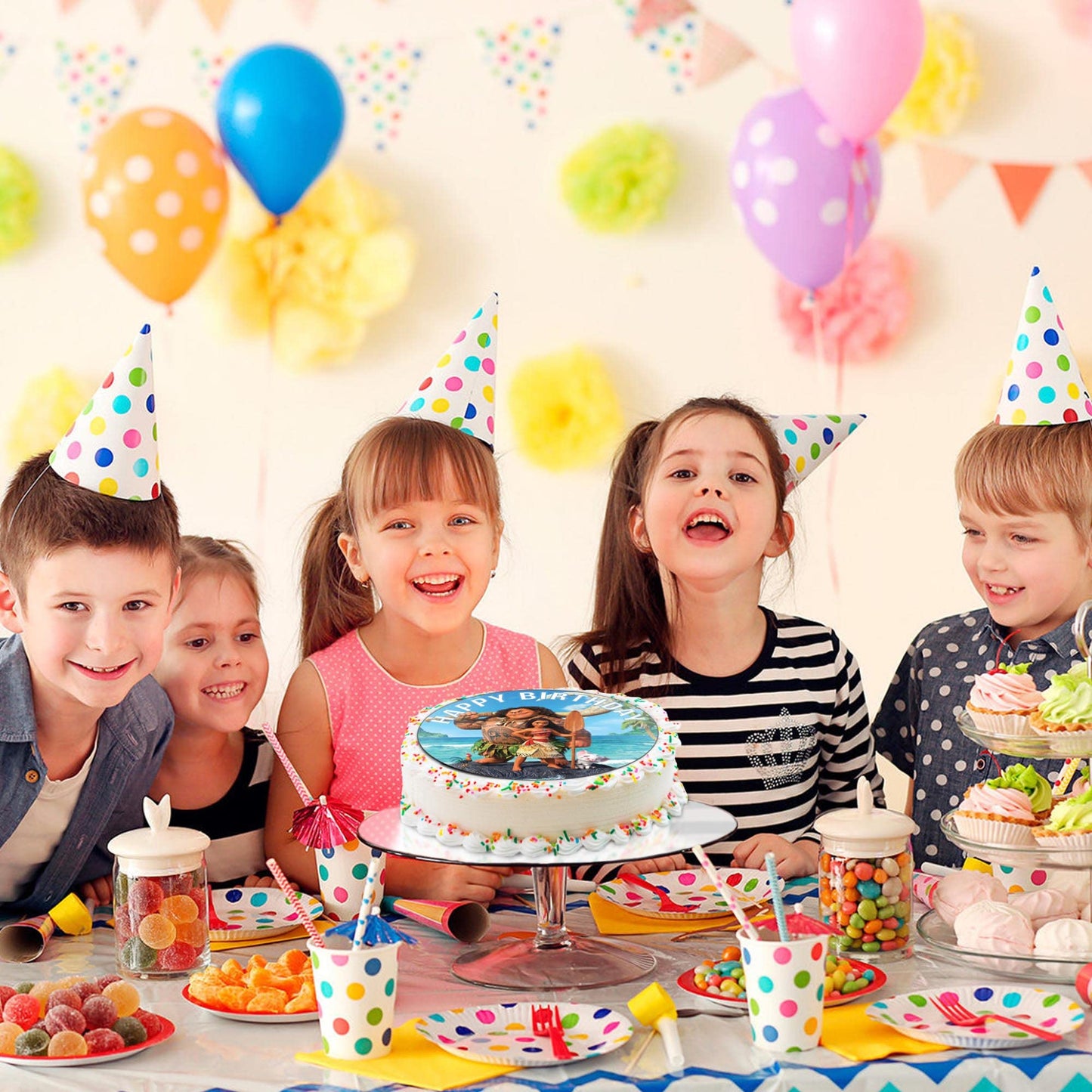 7.5 Inch Edible Cake Toppers – Moan Sea Themed Birthday Party Collection of Edible Cake Decorations