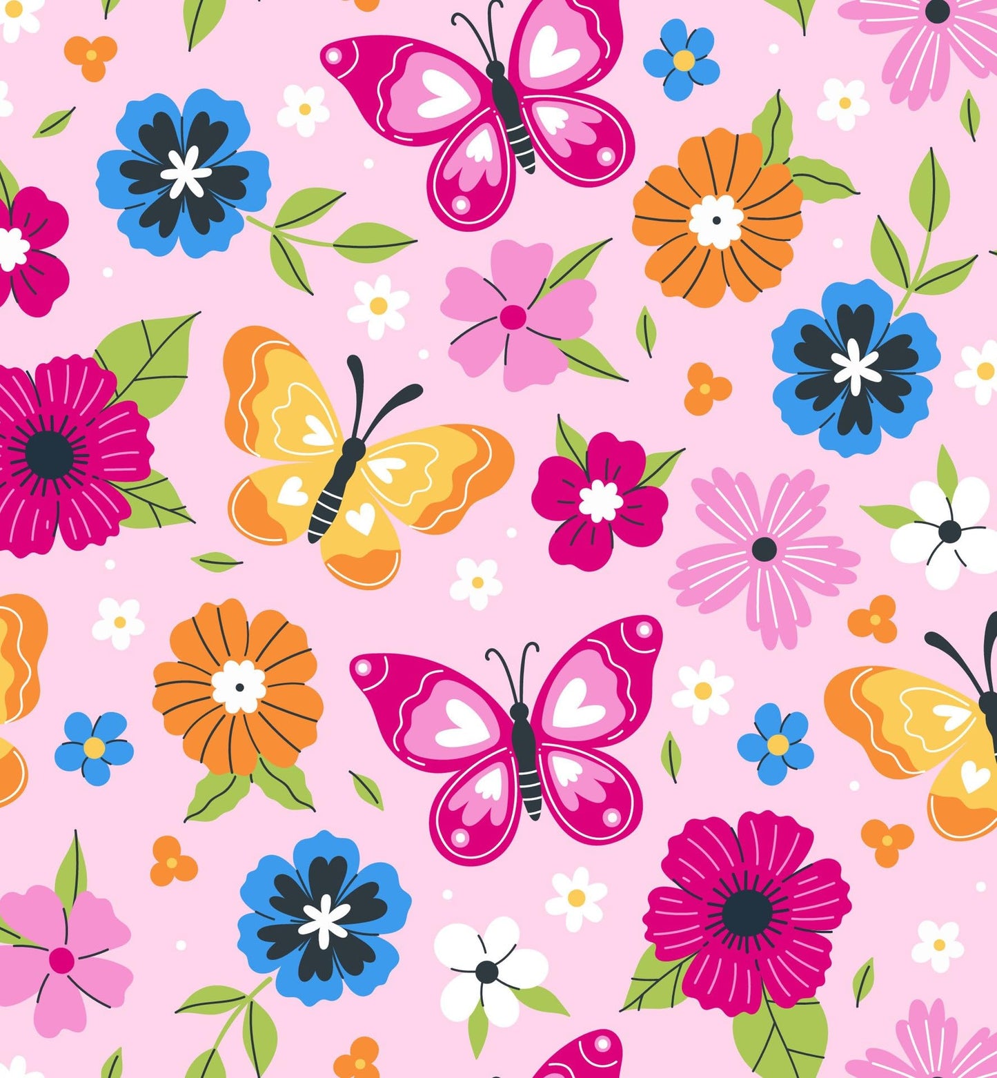 Bright Pink & Orange Colorful Butterfly Pattern Edible Image Photo Cake Topper For Quarter Sheet Cake