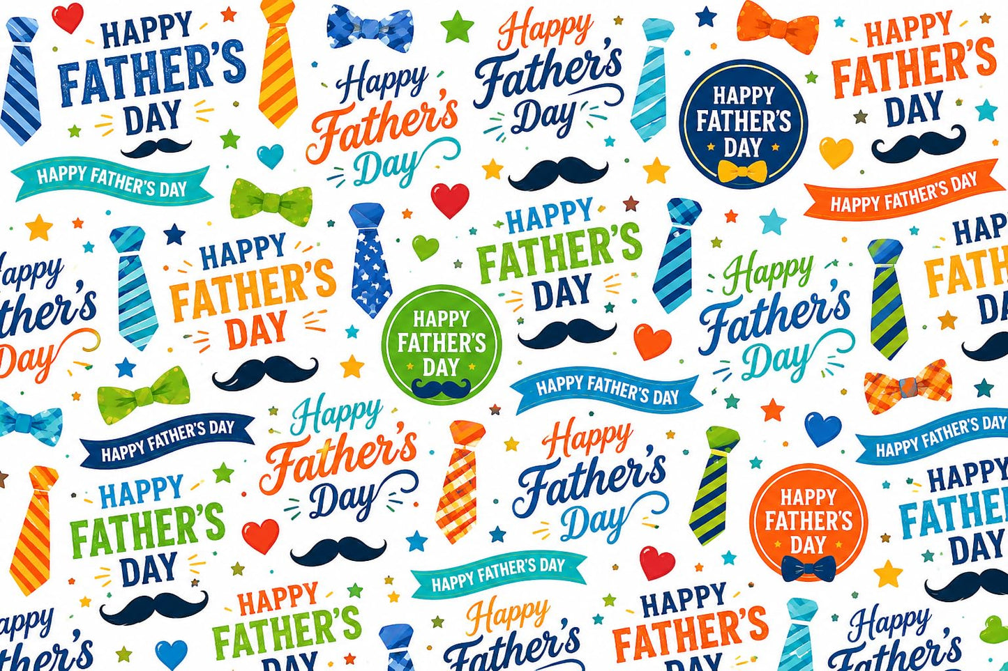 Happy Fathers Day Pattern with Bow Tie, Necktie & Mustache Pattern On Edible Image Chocolate Transfer Sheet. Apply To Your Custom Chocolate Treats