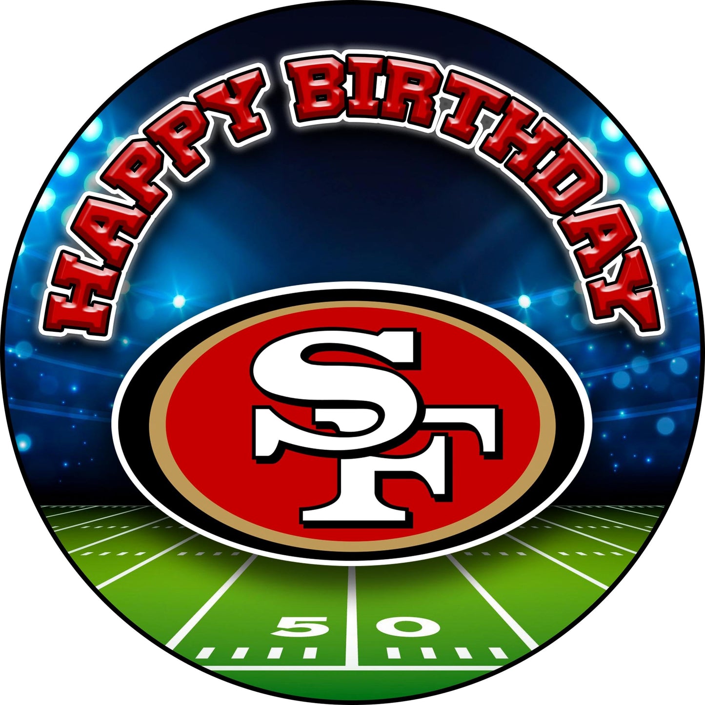 7.5x Inch Edible Cake Toppers – 49ers Themed Birthday Party Collection of Edible Cake Decorations