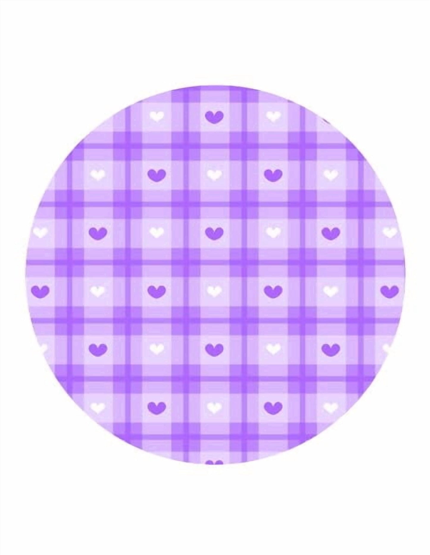 Purple & White Hearts with Plaid Pattern Edible Icing Image Cake Topper, by Tnct.