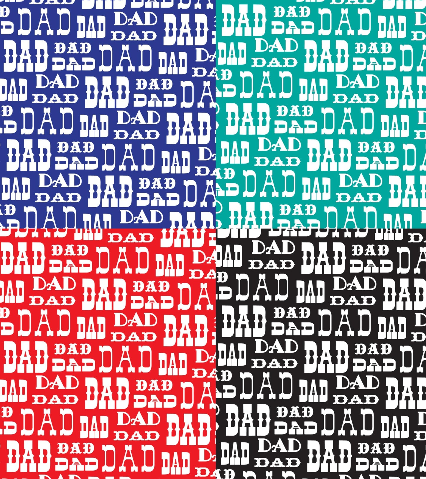 Black, Red, Green & Blue Dad Text Pattern On Edible Image Chocolate Transfer Sheet. Apply To Your Custom Chocolate Treats