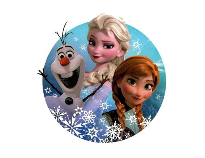 6" Round Pre-Cut Frozen Olaf, Anna, and Elsa Birthday Edible Image Cake Topper By TNCT