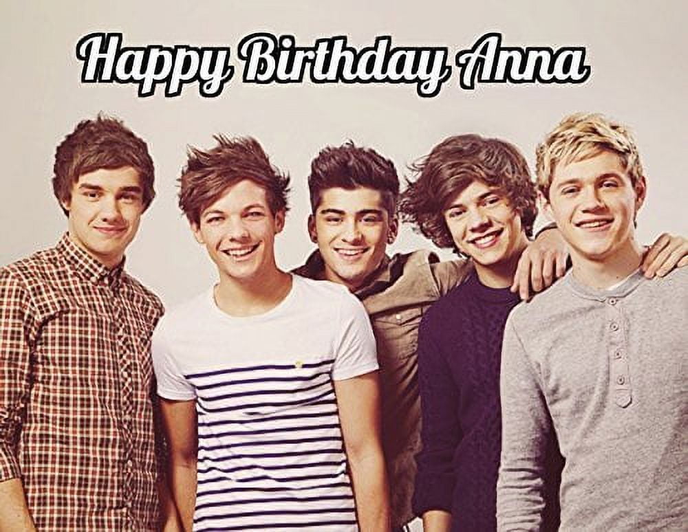 One Direction 1D Image Photo Cake Topper Sheet Personalized Custom Customized Birthday Party - 1/4 Sheet - 76703