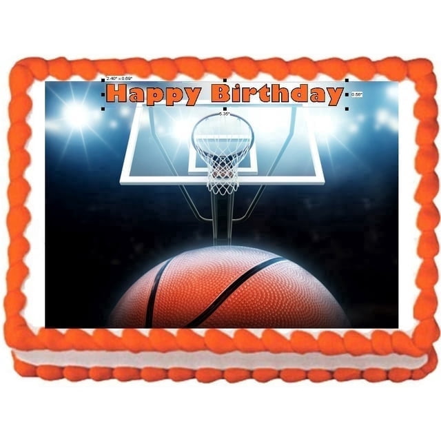 Basketball Birthday Edible Icing Image Cake Topper, by Tnct.