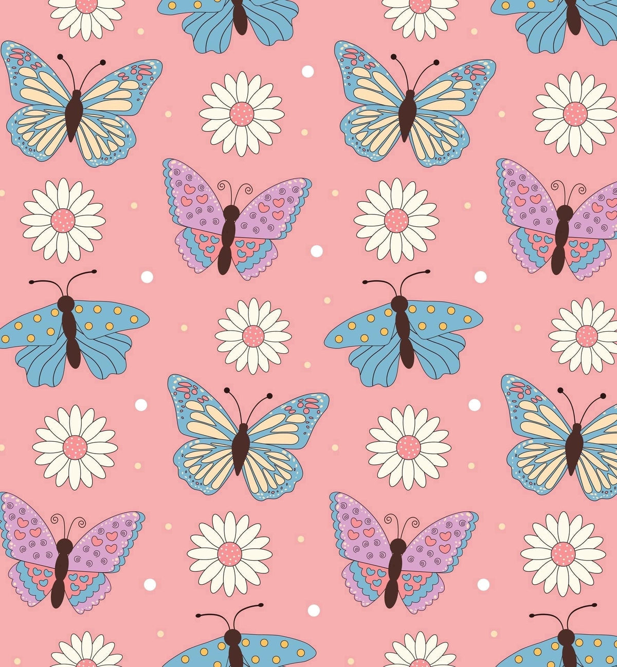 Butterflies & Daisies Pattern Edible Icing Image Cake Topper, by Tnct.
