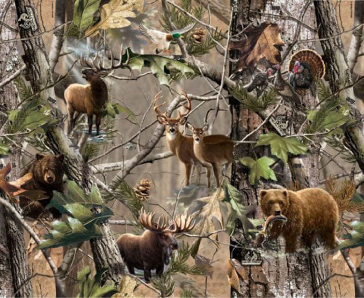 Camo Hunting Deer Bear Elk Turkey Edible Image Icing Cake Topper for Quarter Sheet Cake, by TNCT