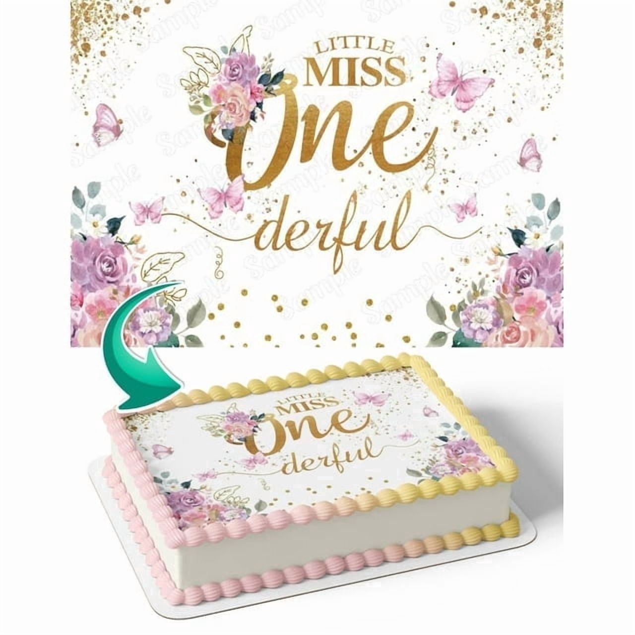 Cute Little Miss onederful Happy Birthday Edible Icing Image Cake Topper, by TNCT