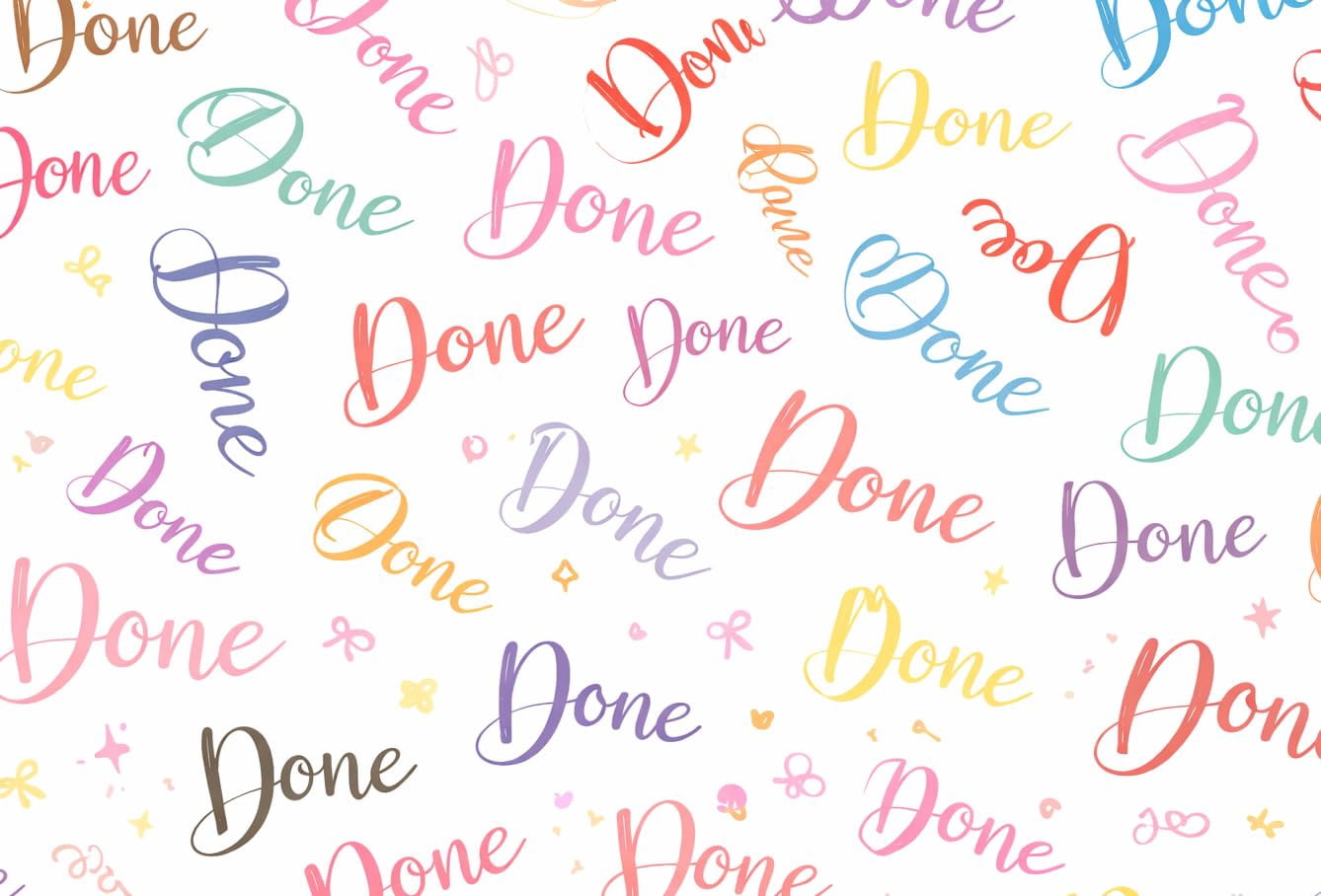 Done Text Pattern in Multiple Colors Edible Image Cake Topper for Quarter Sheet Cake, by Tnct. (1 Count)