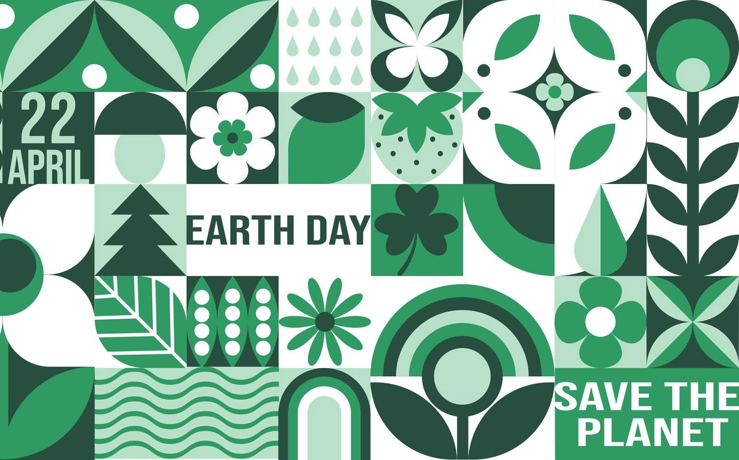 Happy Earth Day Pattern Edible Image Cake Topper for Half Sheet Cake, by Tnct. (1 Count)