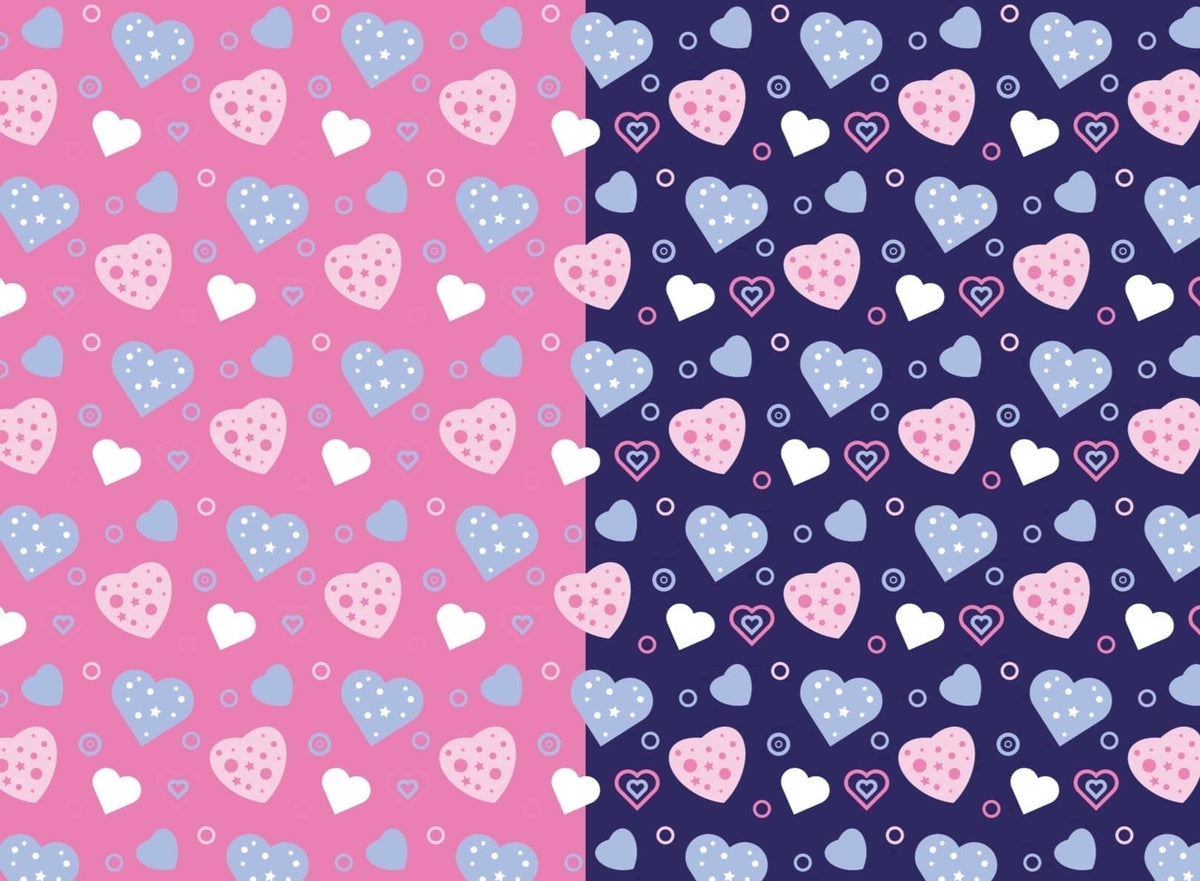 Pink, Purple & White Heart Pattern Edible Icing Image Cake Topper, by Tnct.