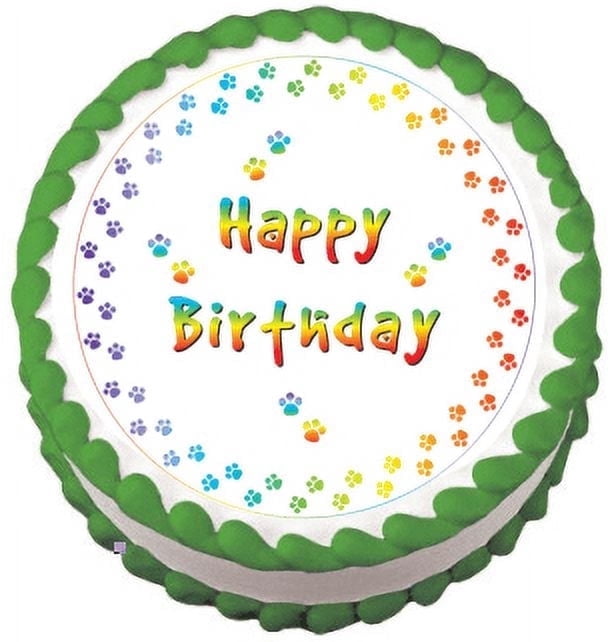 Rainbow Paw Print Edible Frosting Sheet Photo Image Cake Topper