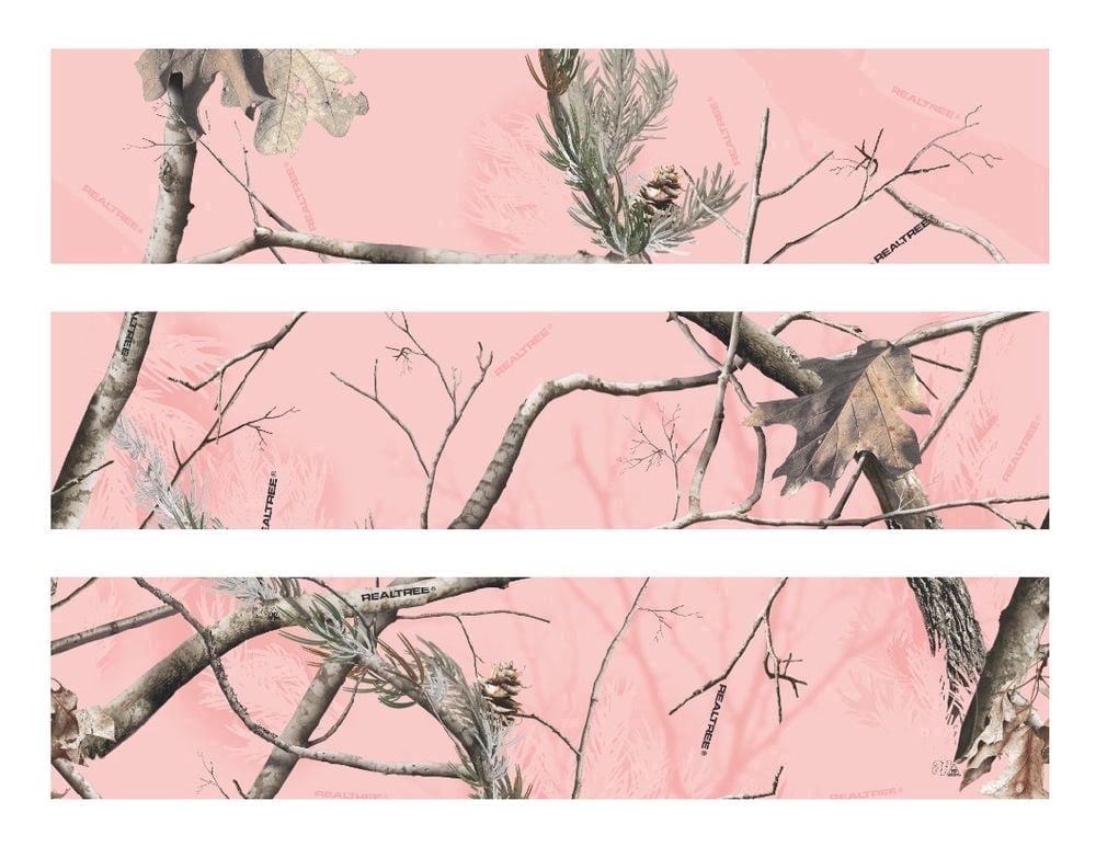 Pink camo Edible Icing Image Cake Border Strips & Cake Toppers, by TNCT (3 Count)
