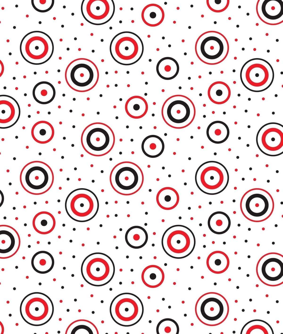 Red, White & Black Outlined Polka Dot Pattern Edible Icing Image Cake Topper, by Tnct.