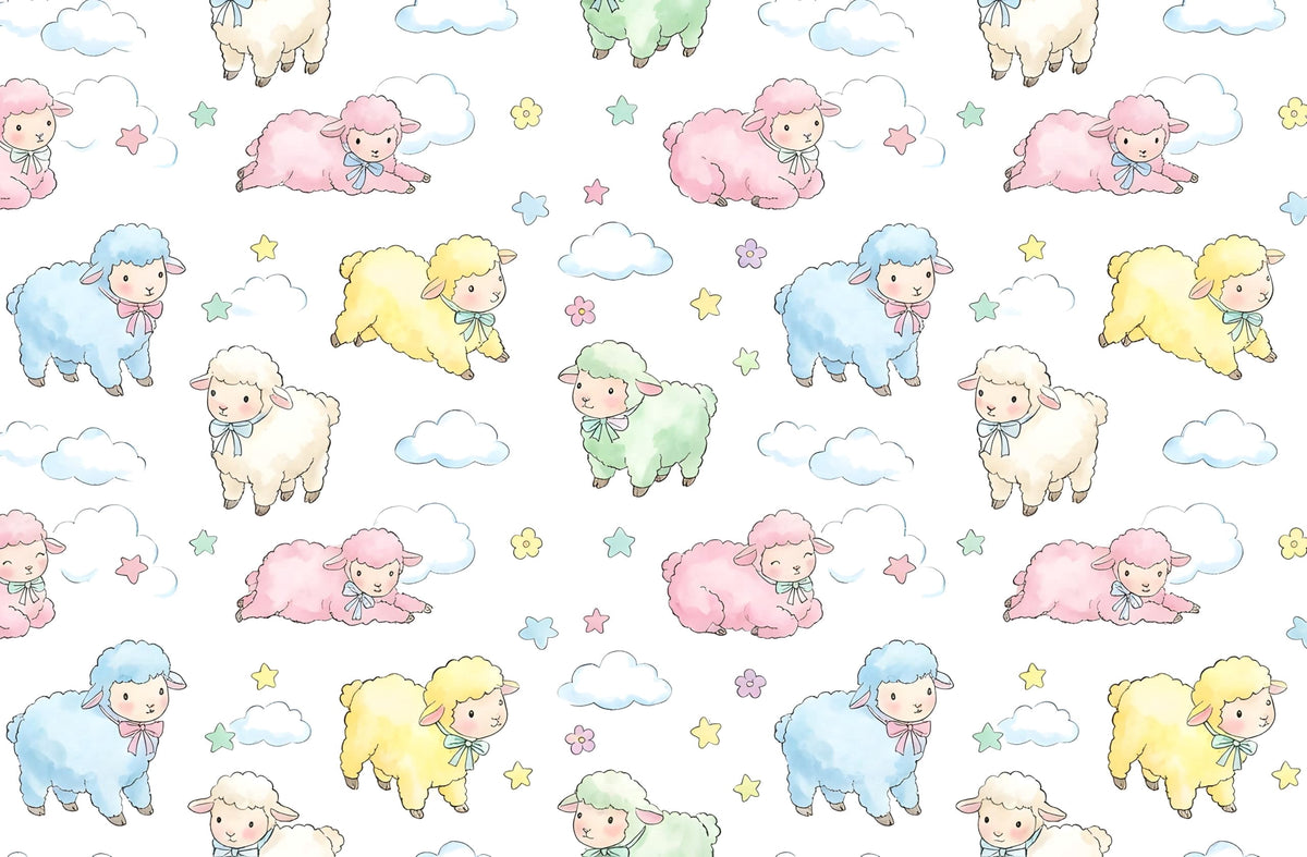 Sheep in Clouds Pattern Edible Icing Image Cake Topper, by TNCT