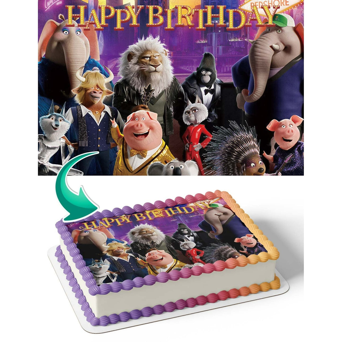 Sing 2 Happy Birthday Edible Image Cake Topper For Half Sheet Cake By TNCT