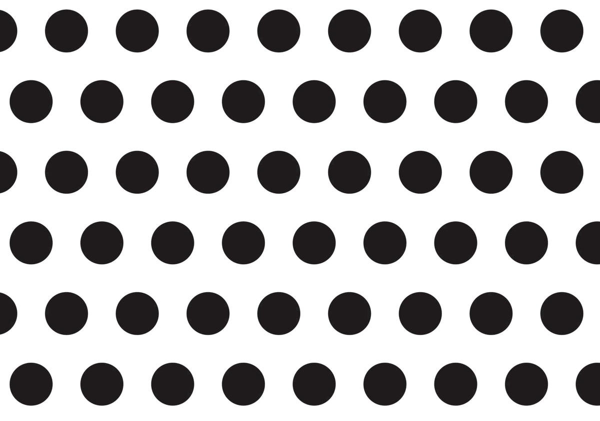 White with Black Polka Dot Pattern Edible Icing Image Cake Topper, by Tnct.