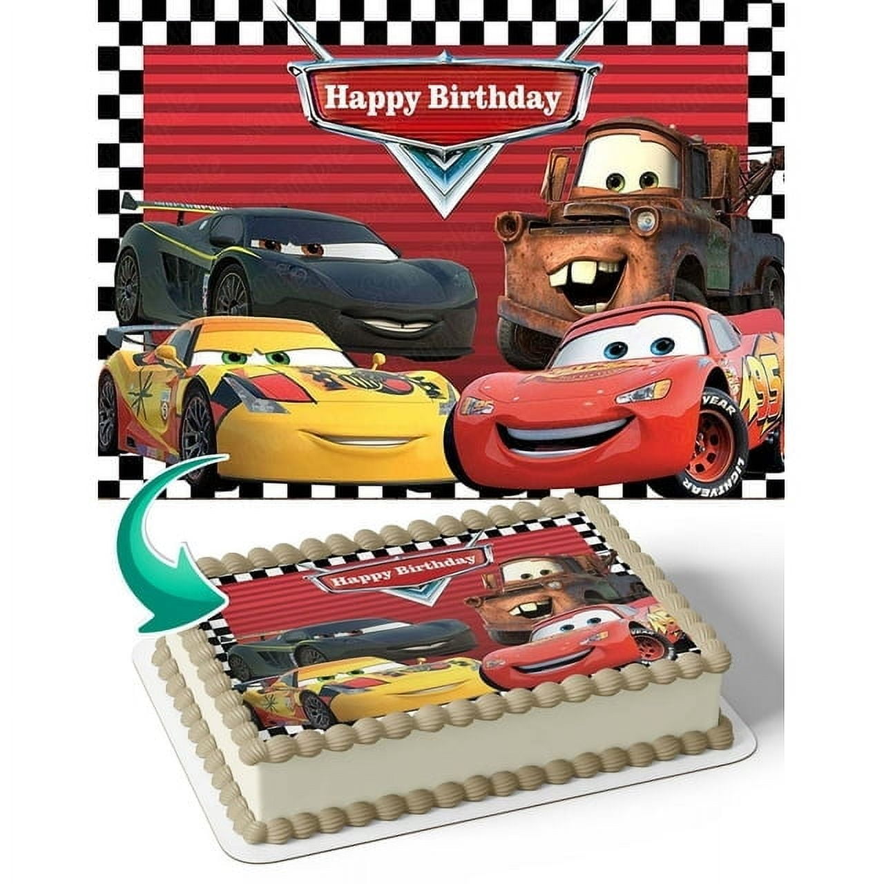 Cars Lightning McQueen Mater Edible Image Cake Topper For Half Sheet Cake By TNCT