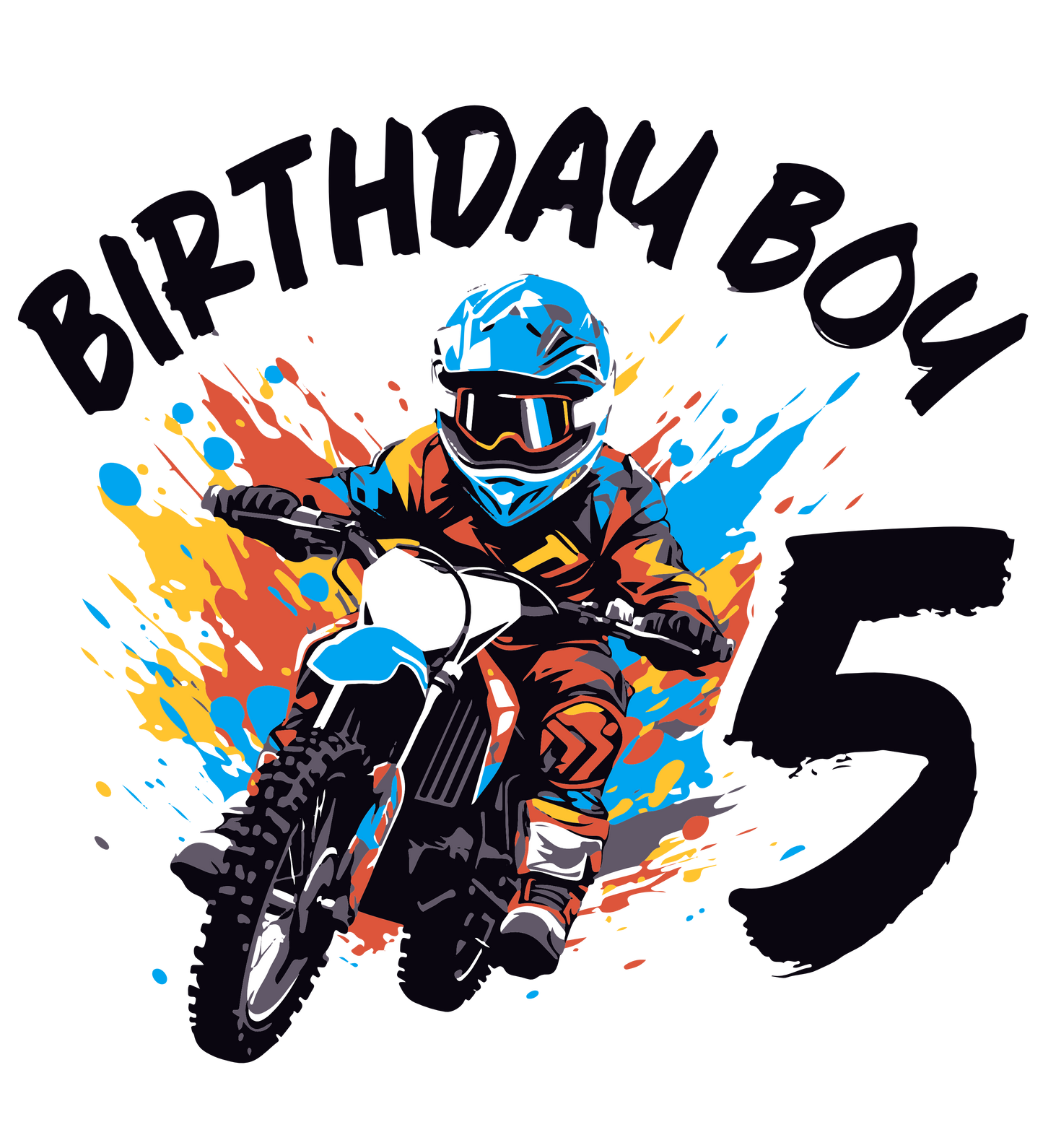 1.875" Pre-Cut Round Dirtbiker Motocross 5th Birthday Edible Image Cupake Toppers, by Tnct. (1 Count)