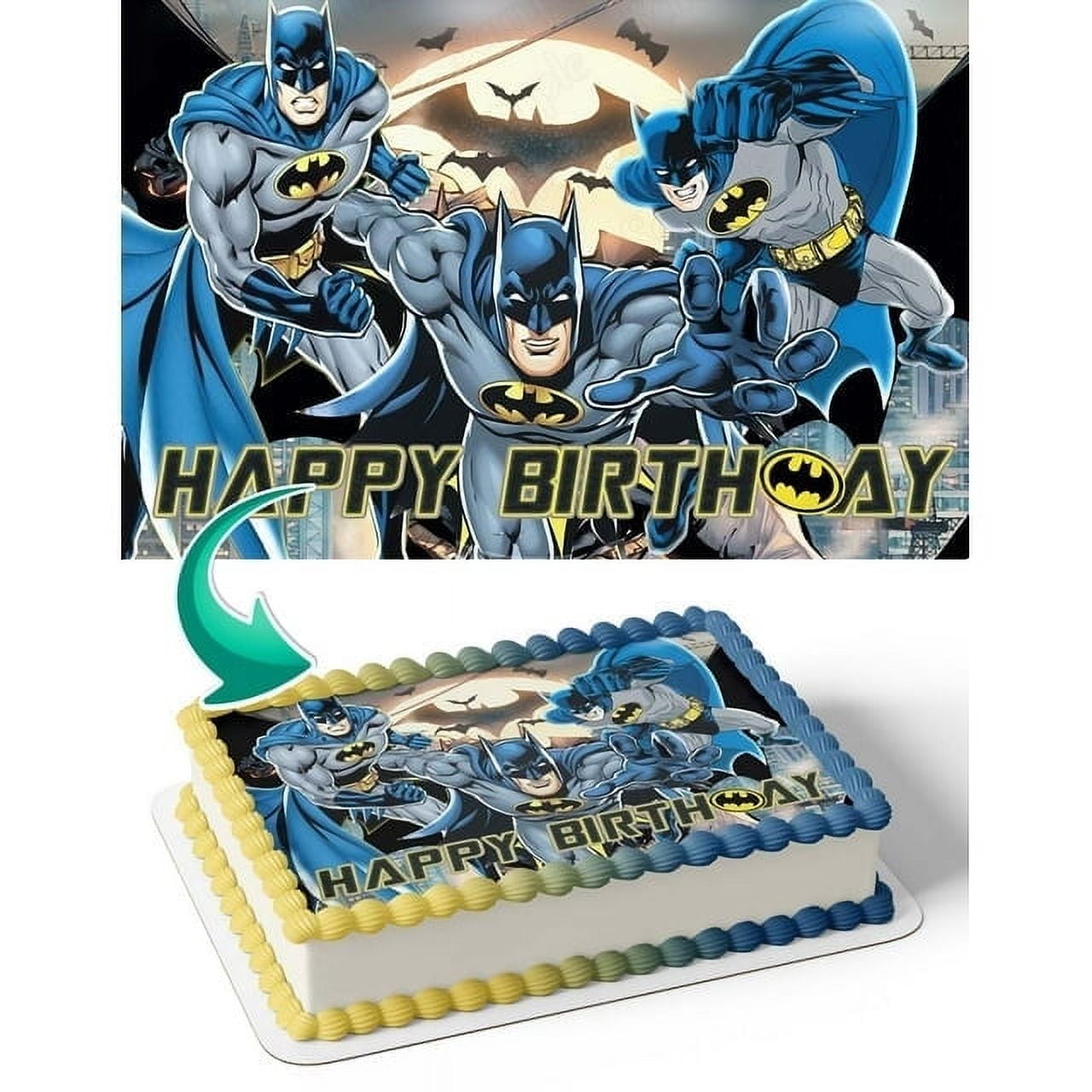 Batman Gotham Knight Birthday Edible Image Cake Topper For Quarter Sheet Cake By TNCT