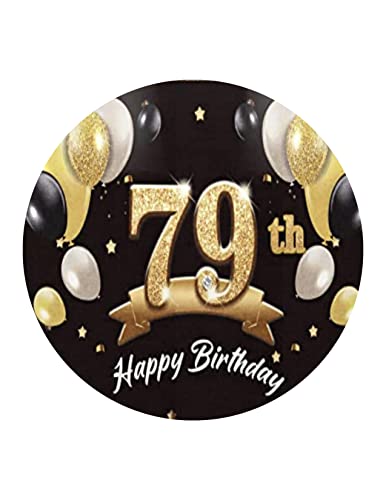 9.5" Pre-Cut Round 79th Birthday Edible Image By TNCT!