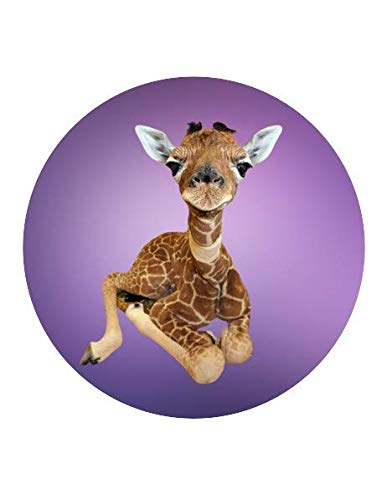9.5" Pre-Cut Round Purple Baby Giraffe Edible Image By TNCT!