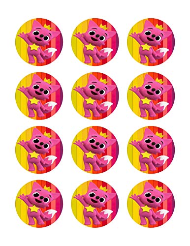 2" Round Pre-Cut Baby Shark Edible Images For Your Cupcakes!