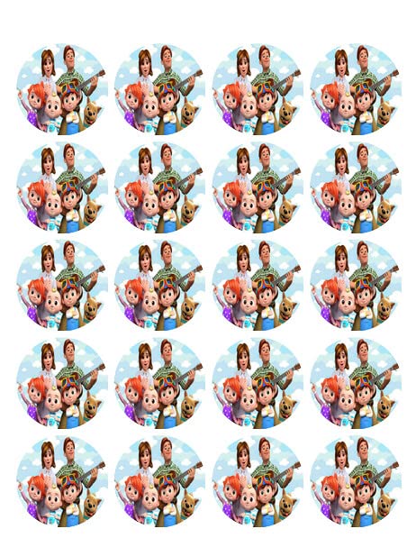 1.875" Pre-Cut Round Cartoon Family Design Edible Image Cupcake Toppers!