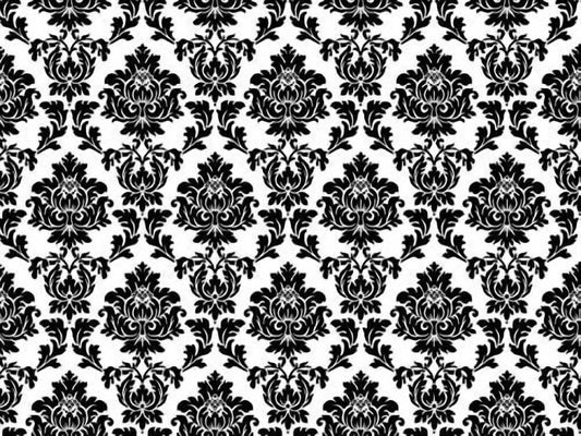 Damask Black on White Wedding Background Edible Image Icing Cake Topper for Quarter Sheet Cake, by TNCT