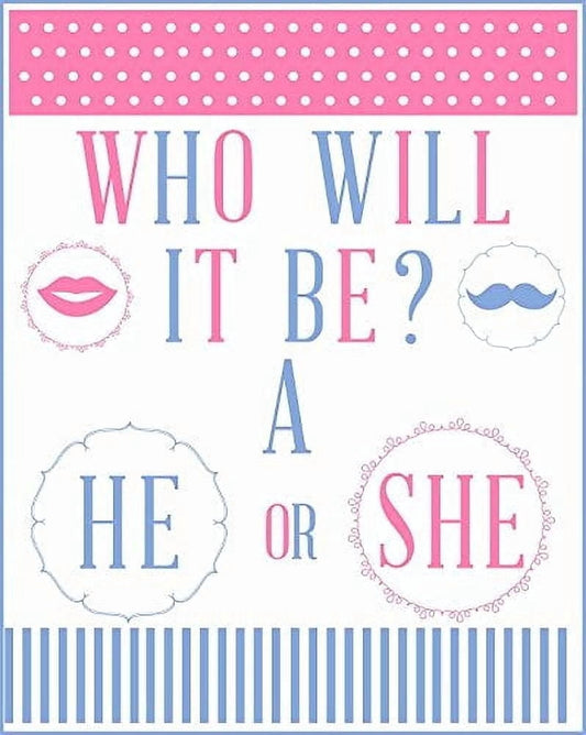 Gender Reveal Baby Shower he or she Edible Image Icing Cake Topper for Quarter Sheet Cake, by TNCT